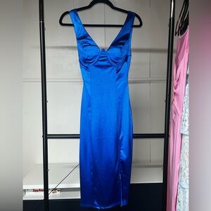 FASHION NOVA BLUE SATIN DRESS